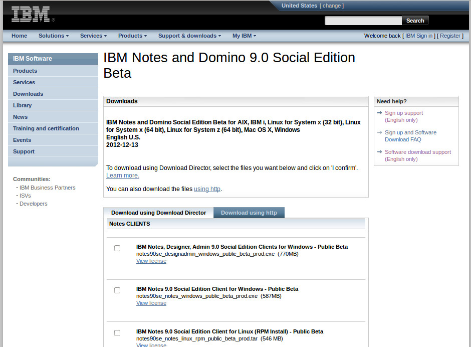 download lotus notes 9 social edition